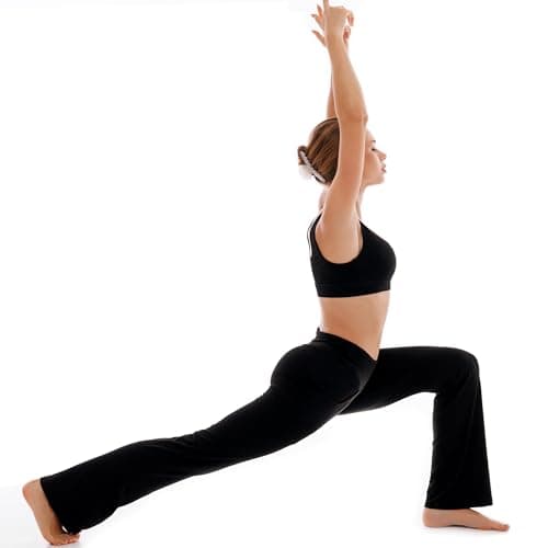 Ipletix High Waisted Flare Leggings, Black, Women's Yoga Pants with 4 Pockets, L - Thumbnail 5