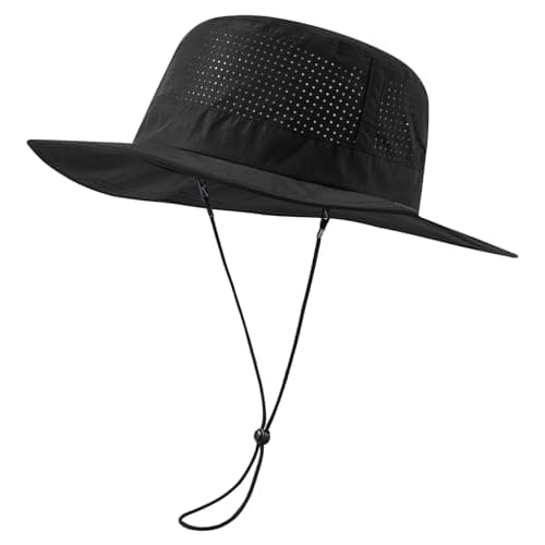 UVSAI UPF 50+ Bucket Sun Hat with Laser Perforated Mesh Cooling Adjustable Breathable Lightweight for Outdoor Men Women Black - Image 1