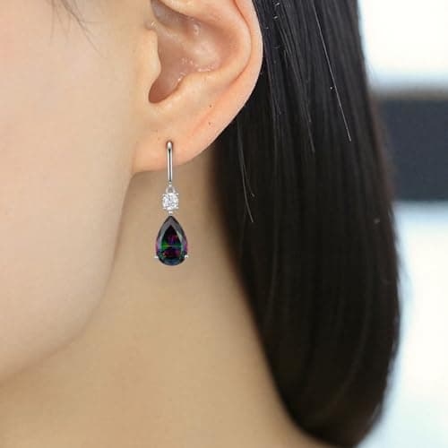 Teardrop Dangle Drop Earrings -925 Sterling Silver Birthstone Earring Jewelry Birthday Gifts for Women,Girlfriend,Wife,Mom - Graduation, Friendship,Birthday, Anniversary (06 - Alexandrite) - Thumbnail 4