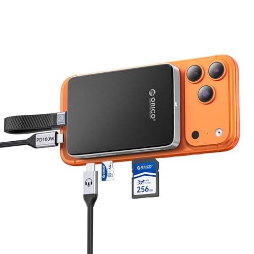 ORICO 10Gbps Magnetic M.2 NVMe SSD Enclosure with USB-C Dock Compatible for Phone 17/16/15 Pro/Max/Plus ProRes Recording TF/SD Card Slot PD 100W for 2230/2242/2260/2280 B+M M-Key Diskless AP80F Black - Image 1