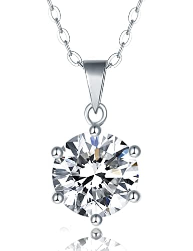 IMOLOVE Moissanite Solitaire Pendant Necklaces for Women Sterling Silver with 18K White Gold Plated 3 Carat D Color VVS1 Clarity Mossanite Jewelry for Women - Image 1