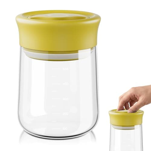 OURCABECUE 2026 Upgrade Wide Mouth Mason Jar 16 oz, 90° Rotating Lid Glass Storage Jar, Food Grade Overnight Oats & Yogurt Jar, Dry Snacks Candies jar - Image 1