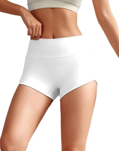 Bbao Dream Women's High Waisted No Front Seam Gym Shorts 2.5" - Tummy Control, Scrunch Butt Lifting, Quick Dry for Running, Volleyball White - Thumbnail 2