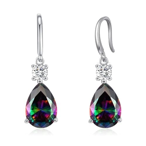 Teardrop Dangle Drop Earrings -925 Sterling Silver Birthstone Earring Jewelry Birthday Gifts for Women,Girlfriend,Wife,Mom - Graduation, Friendship,Birthday, Anniversary (06 - Alexandrite) - Image 1