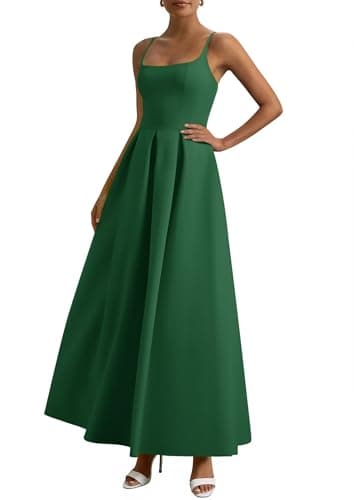 PRETTYGARDEN Cocktail Dresses for Women 2026 Spring Elegant Ruffle A Line Long Flowy Summer Formal Wedding Guest Maxi Dress (Green,Large) - Image 1
