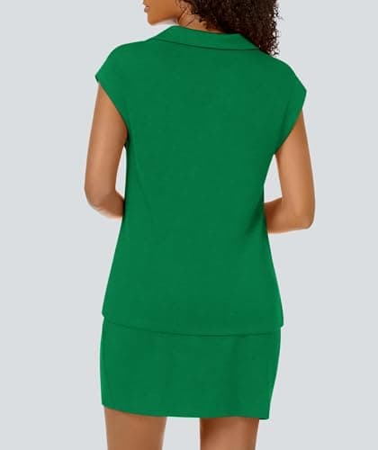 Casly Lamiit Two Piece Skort Sets for Women Athletic Sports Active Short Skirts Dress Casual Lapel Sweatshirt Trendy Matching Outfits Green S - Thumbnail 6