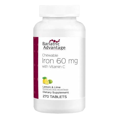 Bariatric Advantage Chewable Iron 60 mg - for Bariatric Surgery Patients - Iron with Vitamin C - No Iron Taste - Carbonyl Iron Supplement - Lemon & Lime - 270 Count - Image 1