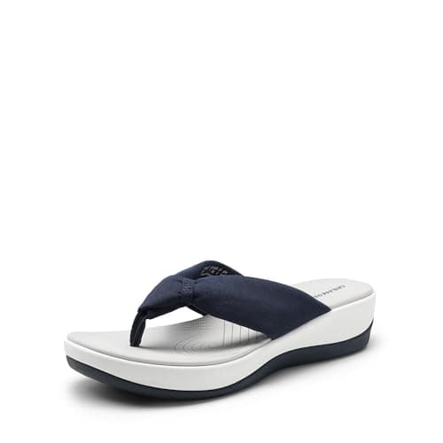 DREAM PAIRS Platform Flip Flops for Women Cushioned Thong Sandals with Soft Eva Foam Insole Lightweight Lycra Fabric Comfort Dressy Slides Slippers for Summer Beach,Size 9.5,Navy,DWUMFF2509 - Image 1