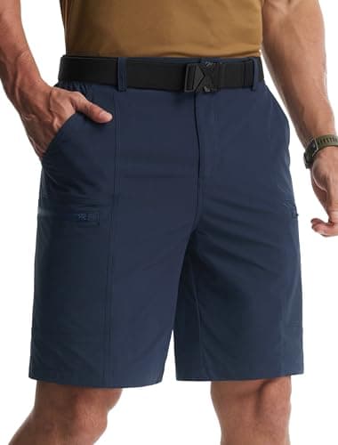 Libin Men's Hiking Cargo Shorts 9" Quick Dry Lightweight Travel Golf Shorts Outdoor with Multi Pockets, Navy Blue, 42W/9L - Image 1