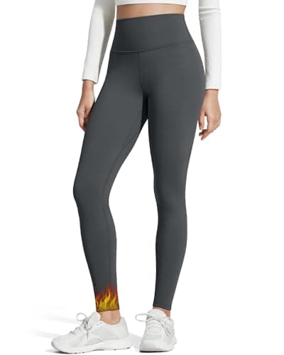 G4Free Fleece Lined Leggings with Pockets Stretchy Workout Tights Comfy High Waist Thermal Yoga Pants Breathable(Dark Grey,XL,25") - Image 1