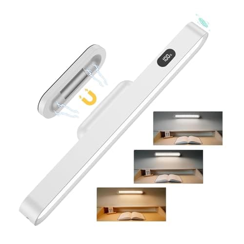 AKSDA Rechargeable Under Cabinet Lighting, 2600mAh Magnetic Mirror Light with Battery Level Display, 3 Color Temperatures Adjustable Dimmable Wireless Closet Lights for Kitchen, Bedside, Counter