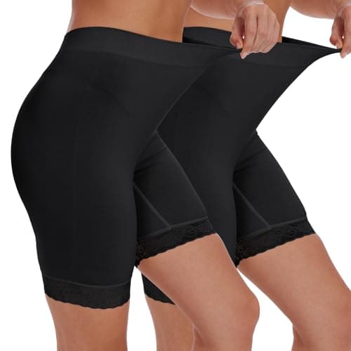 BATHRINS Slip Shorts Seamless Smooth Lace Under Shorts Anti Chafing Underwear for Women Under Dresses - Image 1
