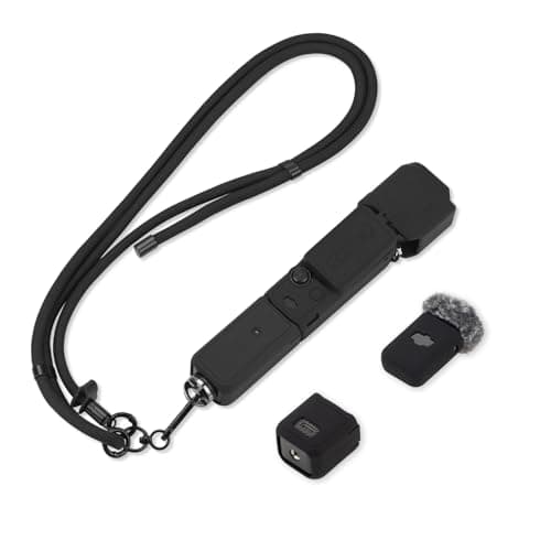 Flymile Pocket 3 Silicone Cover & Lanyard Strap, Protective Case for DJI Osmo/Xtra Muse Accessories(Black)