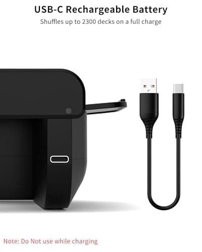 INNCNN Rechargeable Automatic Card Shuffler for 1-2 Decks - USB-C Fast Charging with Auto Shuffle & Manual Control, 65dB Quiet Fits Poker, UNO, Long Cards, Blackjack and More - White - Thumbnail 5