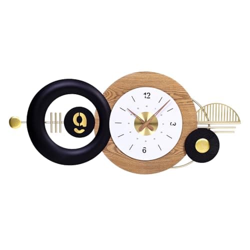 AXAORIRA 38x17 Inches Wall Clock Battery Operated Silent Non-Ticking, Modern Large Decorative Analog Clocks for Living Room, Bedroom, Apartment - Abstract Art Home & Office Decor, Easy to Read - Image 1