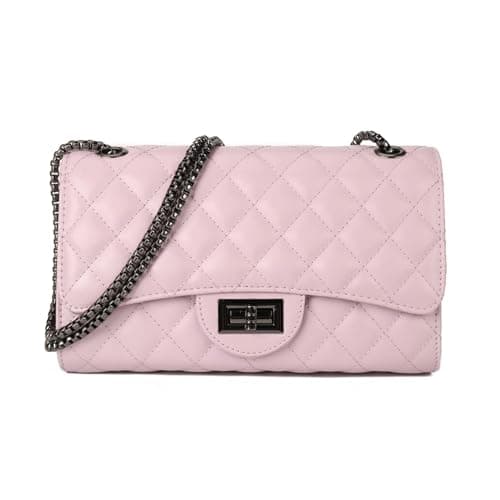 Gladdon Quilted Crossbody Purse for Women Trendy Ladies Shoulder Bag with Chain Designer Purses Light Purple I - Image 1