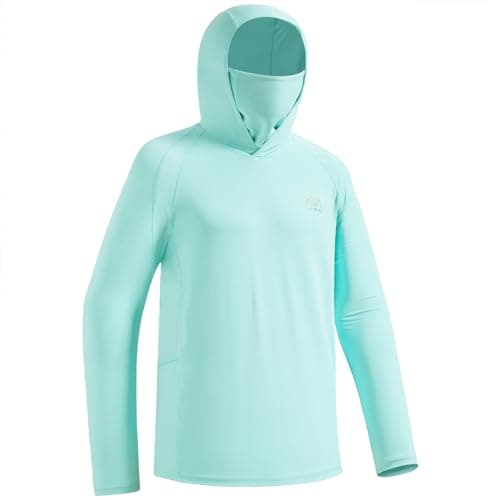 UVSAI Men’s UPF 50+ Hoodie Shirt with Mask Long Sleeve Permanent UV Sun Protection Neck Gaiter Performance T for Outdoor - Image 1