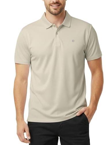 PATPAT Mens Polo Shirts Performance Short Sleeve Tactical Shirts Athletic Golf Shirt for Daily Casual Collared T-Shirt Khaki XXL - Image 1