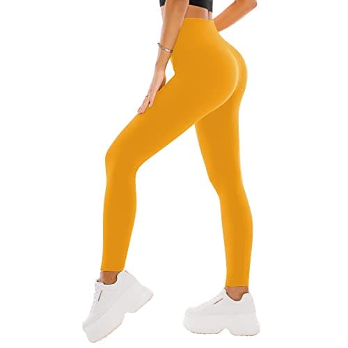 SINOPHANT High Waisted Leggings for Women - Full Length Capri Buttery Soft Yoga Pants for Workout Athletic(Full Dark Yellow,XXL) - Image 1