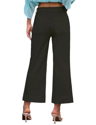 DAOAO Cropped Jeans for Women High Waisted Stretchy Wide Leg Jeans Woman Denim Pants Trendy Black S - Thumbnail 4