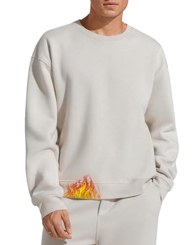 G4Free Men's Fashion Fleece Lined Sweatshirts Classic Fit Long Sleeve Crewneck Pullover Hoodie Cotton Winter Thermal Tops (Dusty Taupe,S) - Image 1