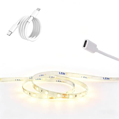 16.4ft 12V LED Strip Lights Neutral White, USB C LED Light Strip Powered by Type-C, Flexible Cuttable LED Tape Light, USB Powered LED Lights for Bedroom, Cabinet, Mirror, 1ft USB-C Cable Included - Image 1