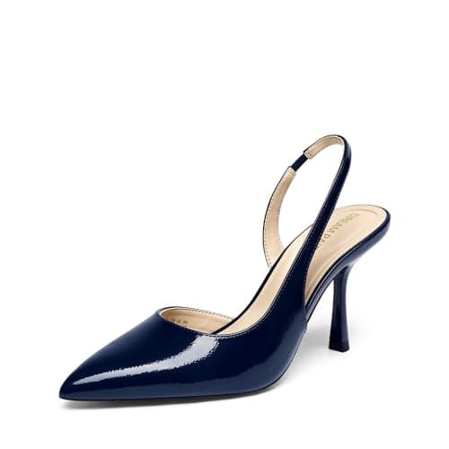 DREAM PAIRS Women's Slingback Closed Pointed Toe Kitten Heels High Stiletto Dress Shoes Wedding Work Comfortable Pumps,Size 6.5,Navy,SDPU26011W - Image 1