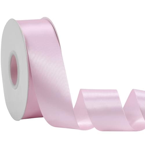 Pink Ribbon 1-1/2 Inch x 50 Yards – Double Faced Satin Soft Ribbon for Baby Shower, Girl Gift Wrapping, Bows & Birthday Decor - Image 1