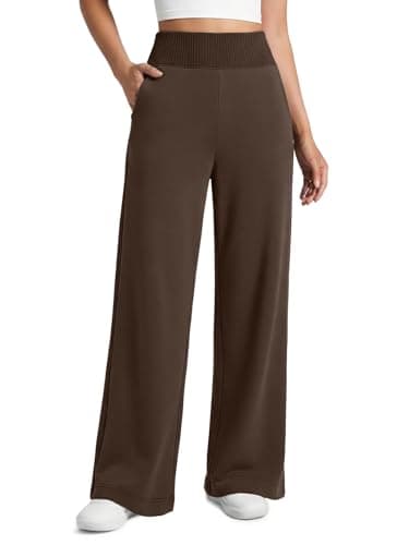 ATHMILE Wide Leg Sweatpants Women Baggy High Waist Straight Cute Lounge Casual Teen Girl Spring Pants with Pockets 2026 Coffee Brown - Image 1