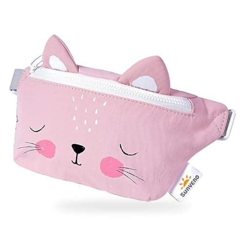 SUNVENO Kids Fanny Pack, Cute Kitty Cartoon Waist Bag for Boys & Girls, Adjustable Crossbody Belt Pouch Ages 2-8, Travel Beach & Birthday Gift - Image 1