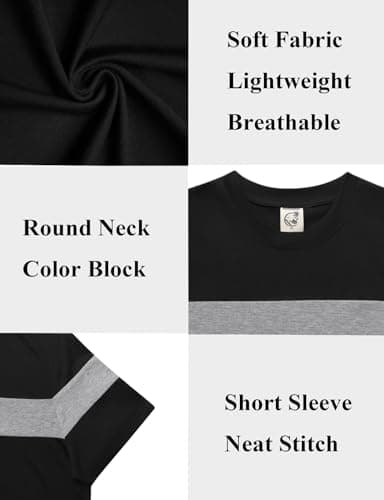 Hardaddy Men's Short Sleeve Tee Color Block Crew Neck Pullover Casual Basic Shirts Black XXL - Thumbnail 6