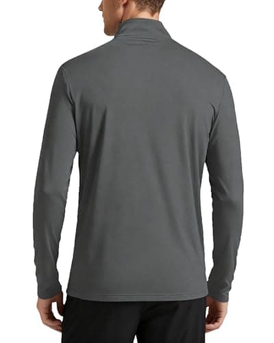 Mens 1/4 Zip Pullover Long Sleeve Shirts UPF 50+ Sun Protection Wicking Moisture Dry Fit Lightweight Sweatshirts Workout Gym Running Golf Casual Athletic Tops Dark Grey XXL - Thumbnail 4
