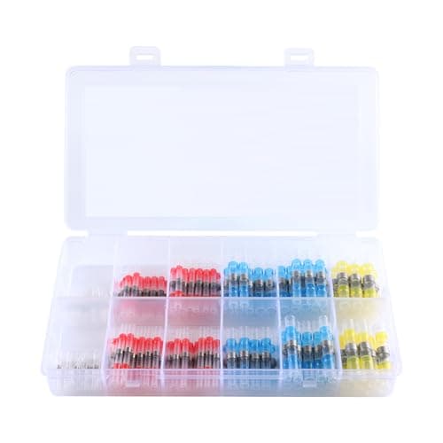 JESSINIE 200Pcs Solder Seal Wire Connectors - Waterproof Heat Shrink Butt Connectors Kit for Marine Wiring, Electrical Crimp, Trailer Wire Splice Terminal - Image 1