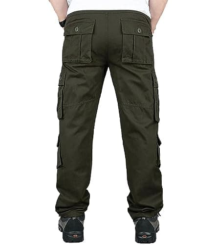 BAYAMO Mens Cargo Pants Outdoor Hiking Casual Pant Military Fatigue Ripstop Pant with 8 Pockets (Army Green,38) - Thumbnail 3