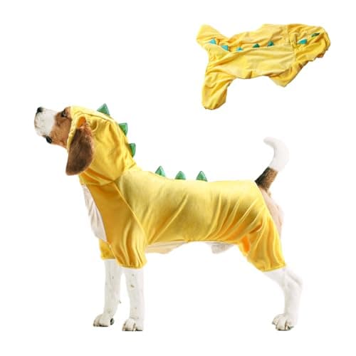 NACOCO Halloween Dog Dinosaur Costume - Pet Clothes Design Hoodie Yellow for Medium & Large Dog(Yellow, 2XL)