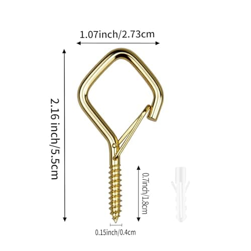 Emiluil 22 PCS Metal Gold Eye Screw Hooks for Hanging Heavy Duty.Windproof Ceiling Hooks for Hanging Plants,Cup,Wind Chime,Bird Feeders,Christmas String Lights at Indoor&Outdoor 2.2 Inch - Thumbnail 2