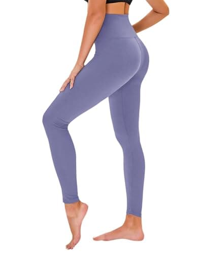 High Waisted Leggings for Women - No See Through Tummy Novelty Workout Yoga Pants with Pockets Reg & Plus Blue-Purple - Image 1