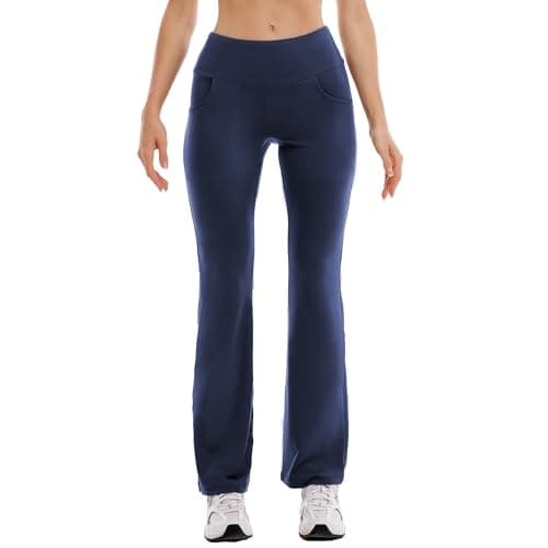 Ipletix Flare Leggings for Women-Bootcut Yoga Pants for Women High Waisted Flared Leggings Dress Pants Navy Blue - Thumbnail 4