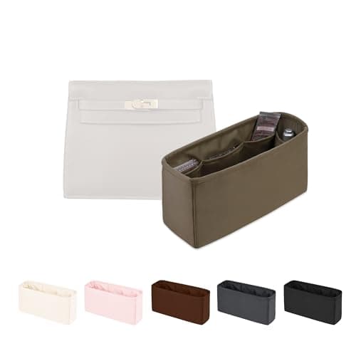 Women's Purse Organizer Insert - Satin & Lightweight Fabric with Inside Pockets, Portable for Commute, Travel, Shopping, and Evening, Multicolor Options, Fits for Kelly Danse(Etoupe grey,Danse22) - Image 1