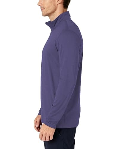 Mens Quarter Zip Pullover Long Sleeve Shirts UPF 50+ Sun Protection Wicking Moisture Quick Dry Lightweight Golf Workout Gym Running Fishing Casual Athletic Tops Purple M - Thumbnail 2