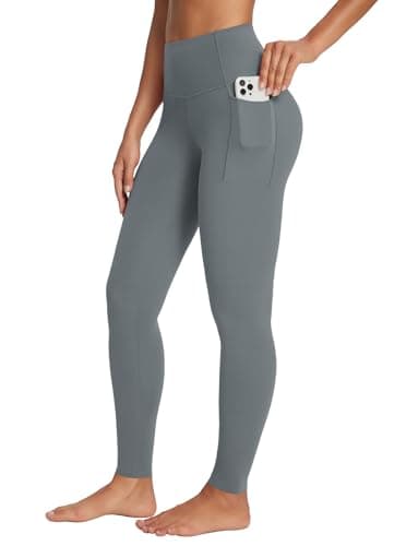 baleaf Freeleaf Women's Workout Leggings with Pockets 7/8 Yoga Pants High Waisted Tummy Control Athletic Gym Leggings Dark Gray 3XL-4XL - Image 1