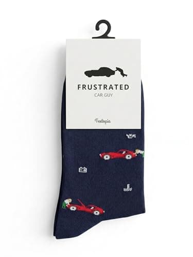 feetopia Socks with Frustrated Car Guy Design, Ideal Car Lover Gift, 1 Pair Per Pack, Size 8-13 - Image 1