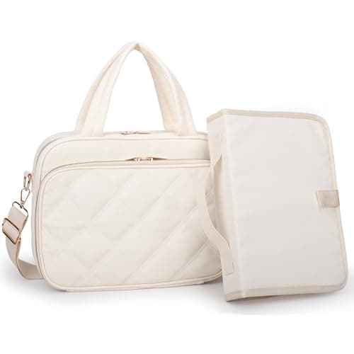 Large Bible Cover for Women,2 Compartments Bible Carrying Case With Handles Shoulder Strap, Soft Puffy Quilted Bible Bags With Book Cover Organizer, Bible Tote For Church Study Supplies Accessories