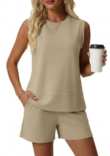 Lepunuo Women 2 Piece Short Sets Summer Travel Vacation Outfits Sleeveless Tank Tops Shorts Workout Set Tracksuit - Image 1