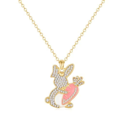 MURNA KARE Easter Bunny Necklace for Women - Easter Basket Stuffers Gifts Sparkling Enamel Carrot Rabbit Necklace, Animal Jewelry Bunny Gifts for Women - Image 1
