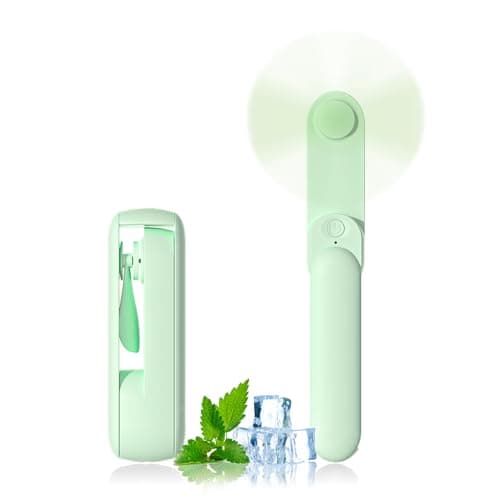 Portable Handheld Fan, 2 IN 1 Mini Hand Fan, Battery Operated [8-15 Working Hours], USB Rechargeable Personal Foldable Fan for Indoor, Small Pocket Fans Travel Essentials for Outdoor (Green) - Image 1