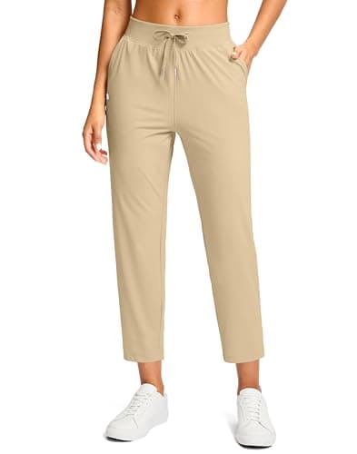 G Gradual Petite Pants for Women 24"/26" Ankle Pants 2 Pockets Stretchy 7/8 Sweatpants for Golf Travel Athletic Casual, Khaki, XS, 24 Inseam - Image 1