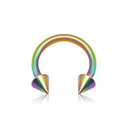 BOGKU Titanium 16G Horseshoe Rings internally threaded Spikes Nose Septum Hoop Earring Eyebrow Tragus Lip Rings Daith Helix 6-12mm Smily Piercing Jewelry for Women Men (Rainbow, 16Gauge 1.2x8mmx3mm) - Image 1