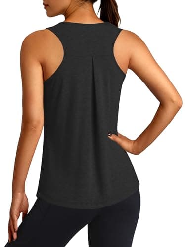 3rd hill Workout Tank Tops for Women Racerback Sleeveless Yoga Top Loose Fit Gym Shirt Running Athletic Tanks Black S