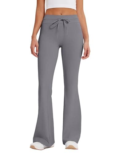 MOOSLOVER Women Flare Yoga Pants Drawstring High Waist Bootcut Leggings Soft Stretch Pilates Lounge Pant(XL,Gray) - Image 1